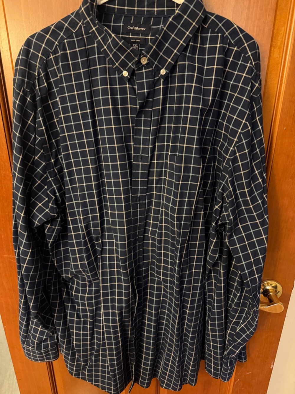 Charles Tyrwhitt Black Button-Down Shirt with White Windowpane Check